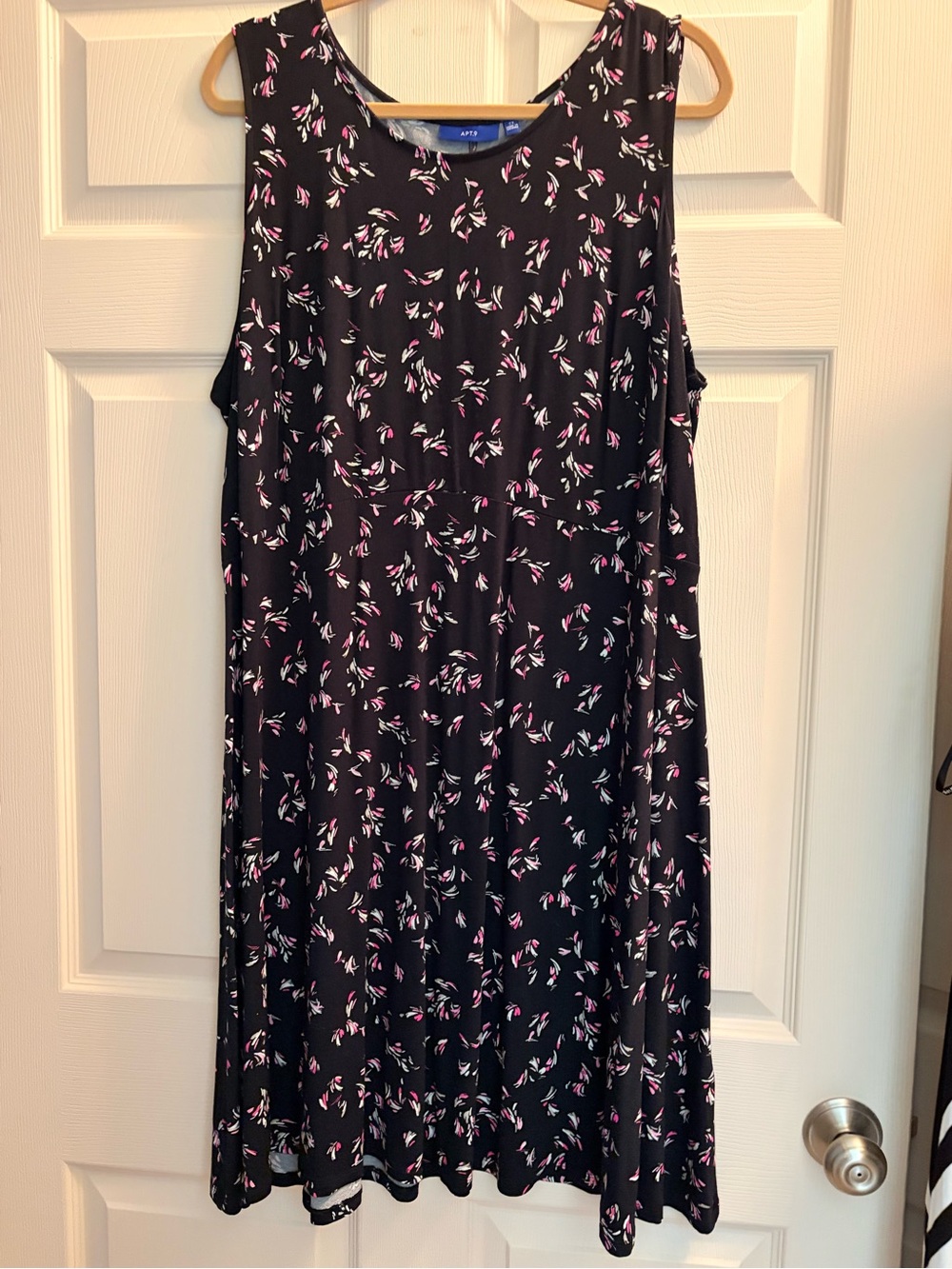 Apt. 9 Black Midi Dress with Pink and White Floral Print